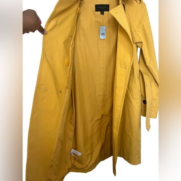 Ann Taylor Petite Mustard Yellow Dopamine Dressing Twill Trench Coat Size XXS - Picture 9 of 16